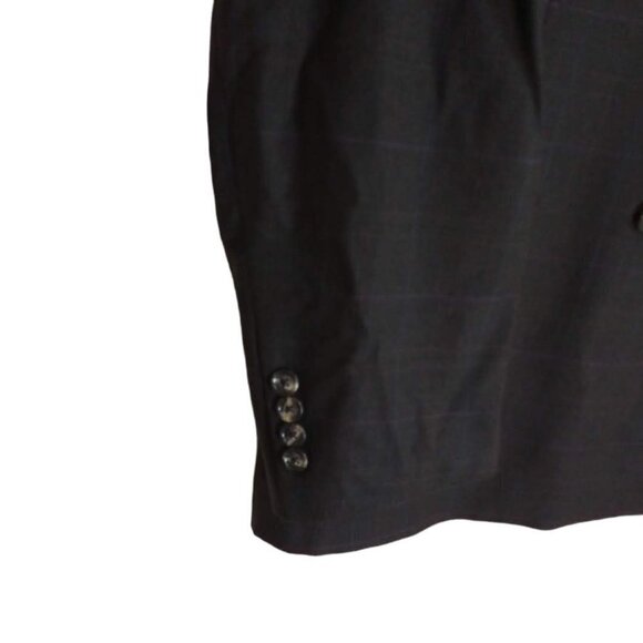 Burberry Vintage Wool Charcoal Gray Plaid 2 Piece Double Breasted Suit Size 41 - Picture 4 of 15